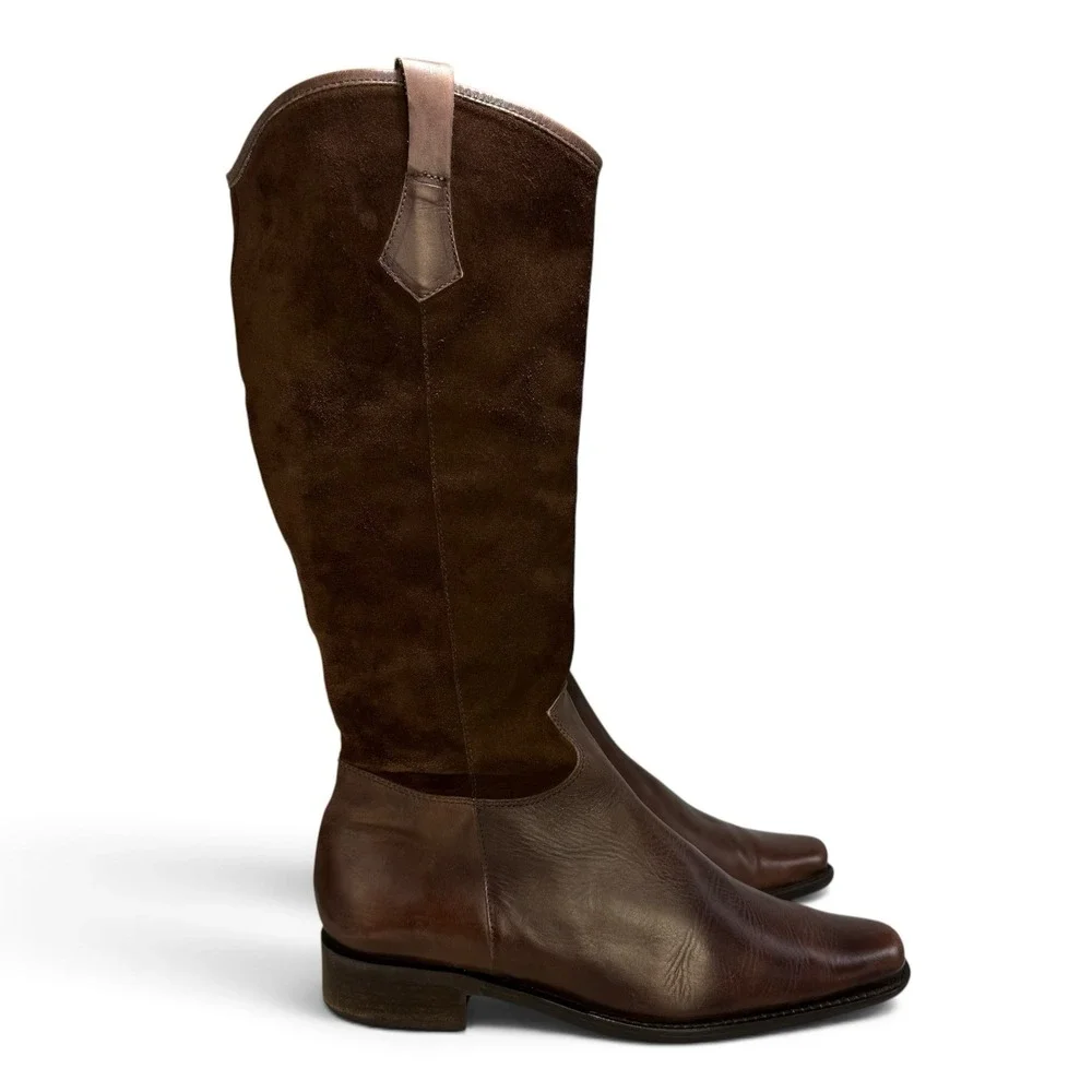 Eddie Bauer Brown Tall Equestrian Style Leather Footbed Suede Shaft Boots 8M